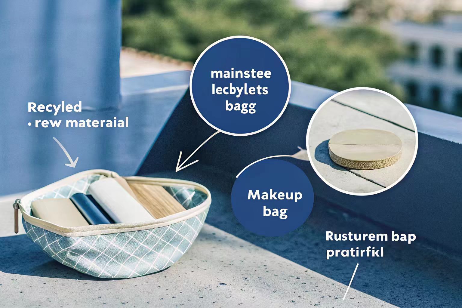 Future-Proofing Pouch Designs for 2026 An illustration of the circular economy applied to a makeup bag's lifecycle