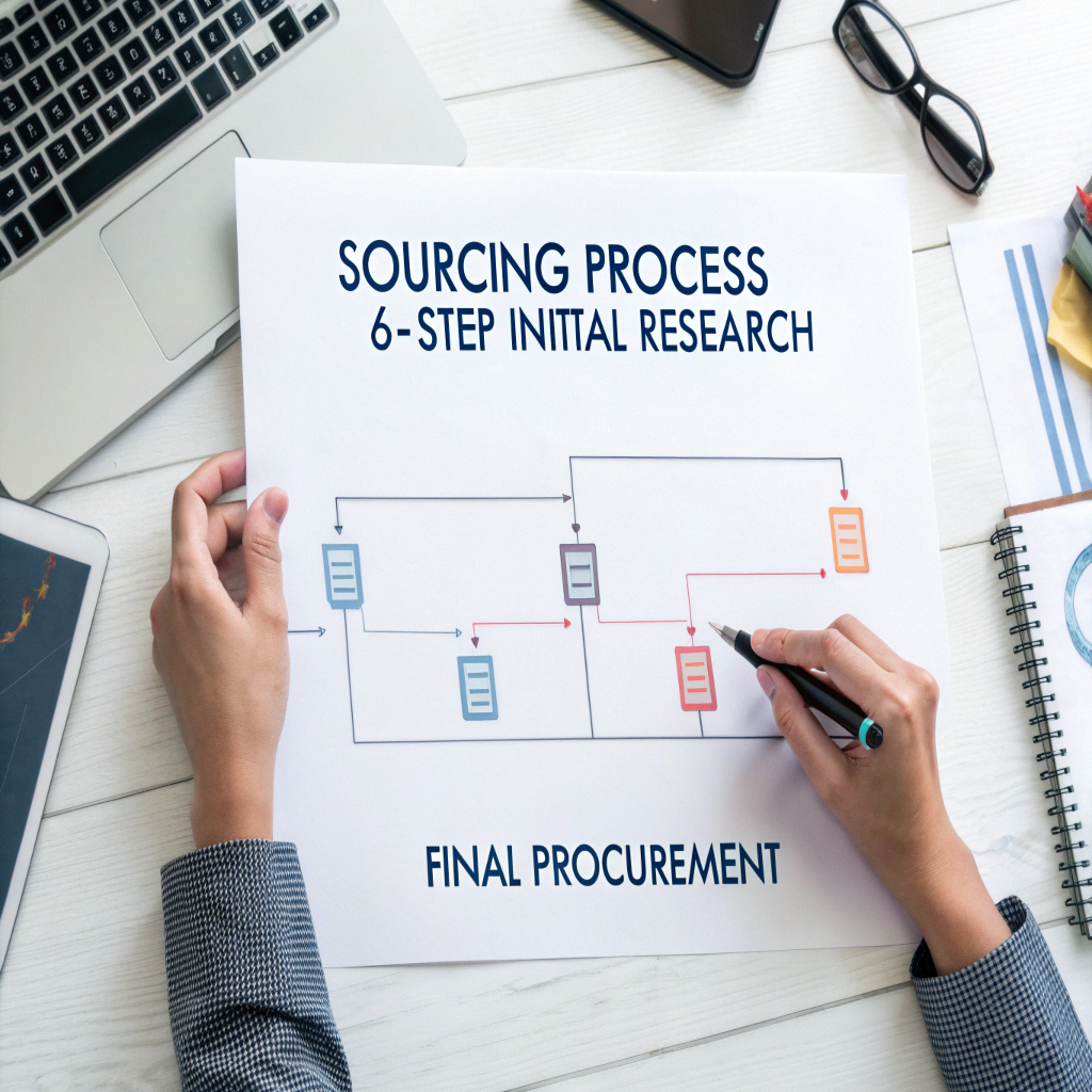 6-Step Sourcing Process from China A flowchart illustrating the 6-step sourcing process
